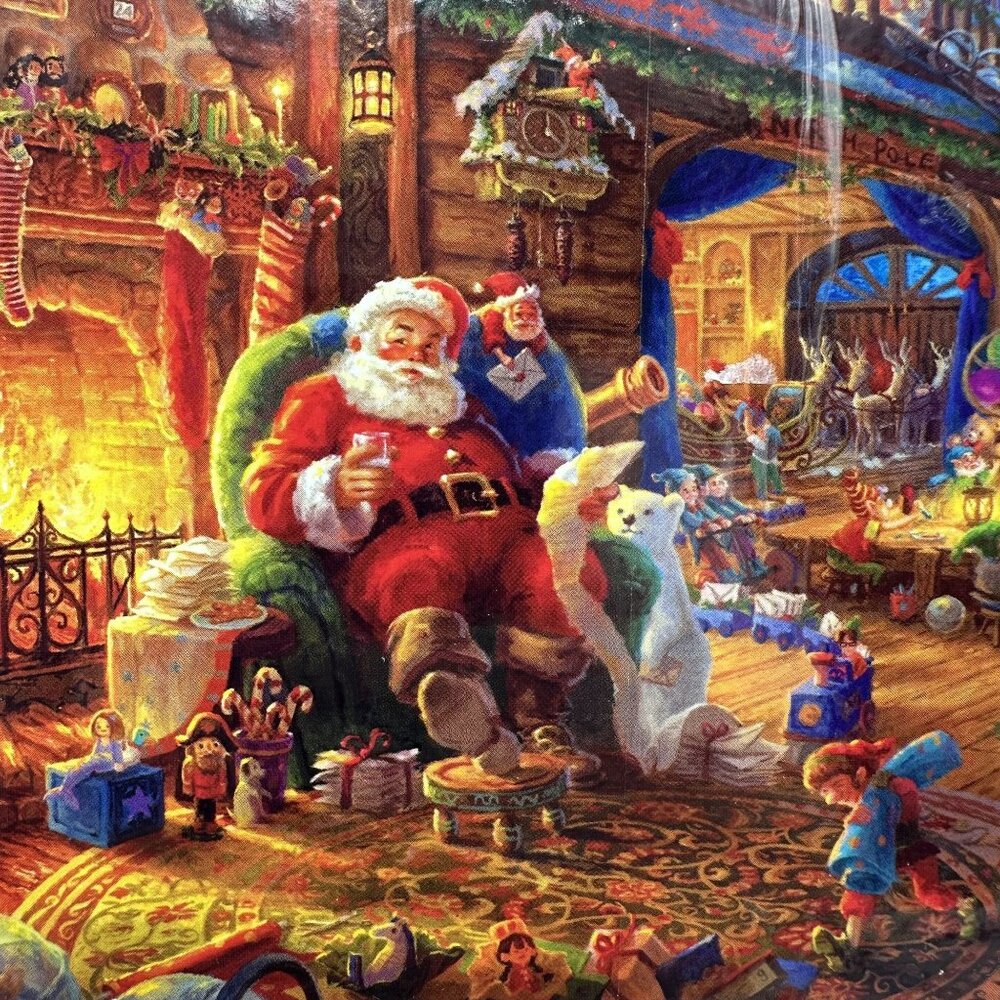 Thomas Kinkade Santa's Workshop Puzzle 26.6" x 19" Christmas Jigsaw 1000 Pieces - Picture 2 of 16